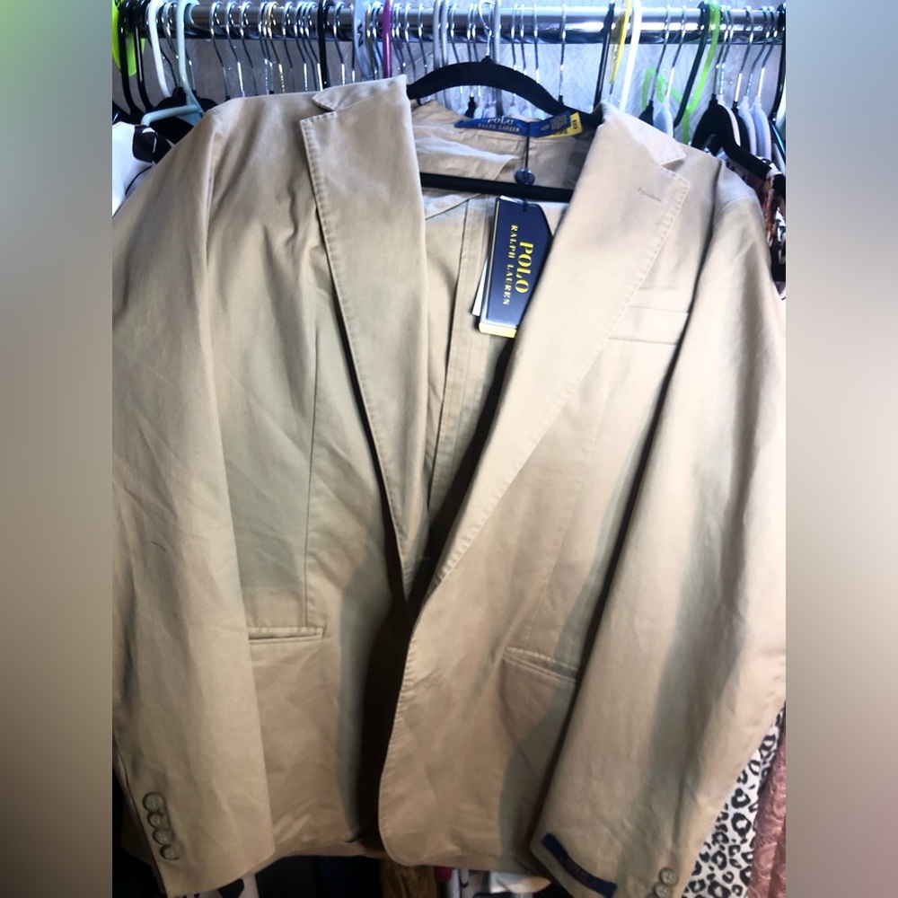 Polo Ralph Lauren Tan 97%Cotton Men’s Blazer SZ 42 R 2 Button NWT Retail $298